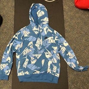 Blue/White Nike Logo covered Hoodie